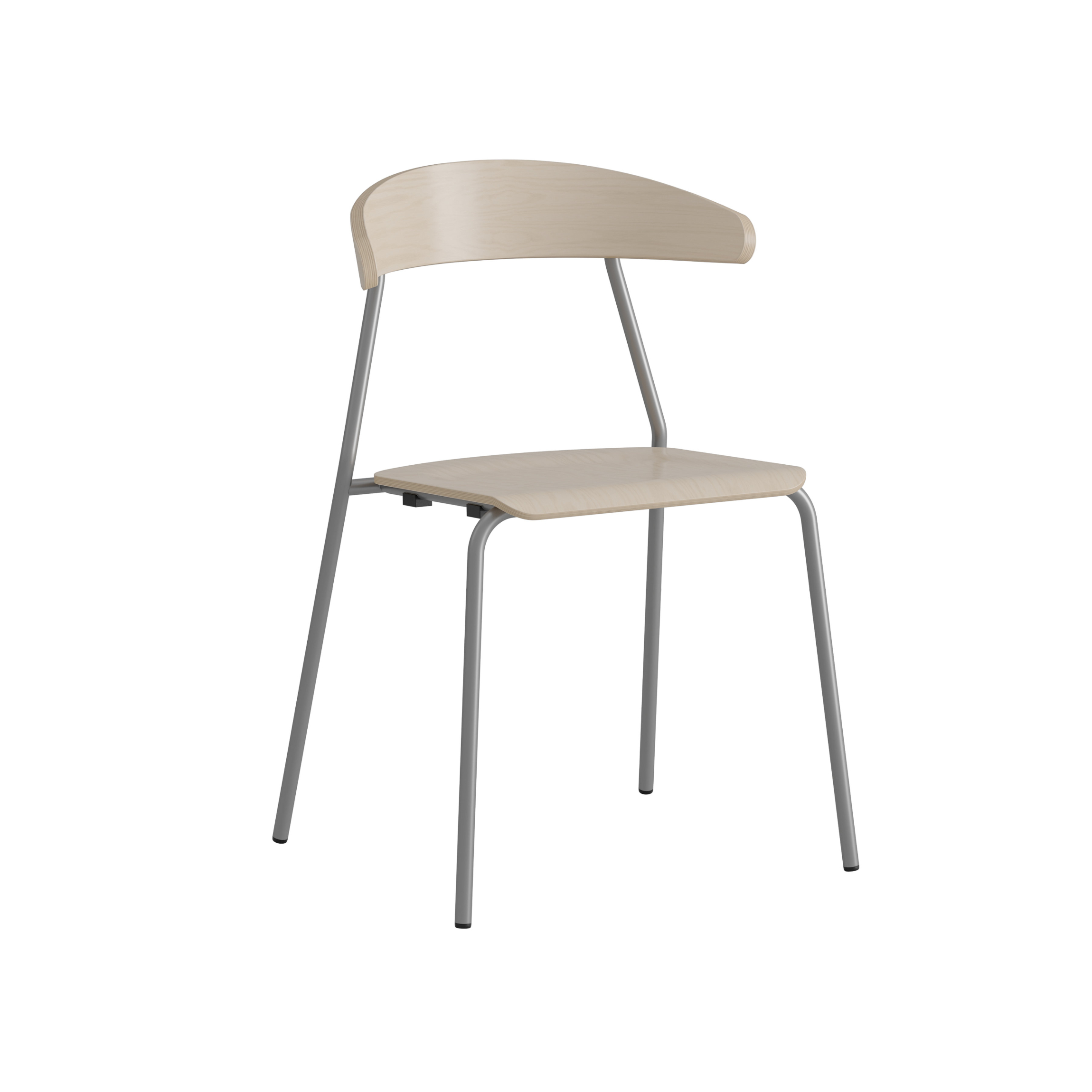 Stuhl aus Birke mit grauem Gestell